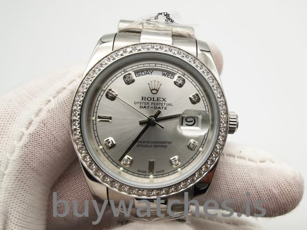 Rolex Day-date 118346 Серебряные автоматические часы с бриллиантами 36 мм