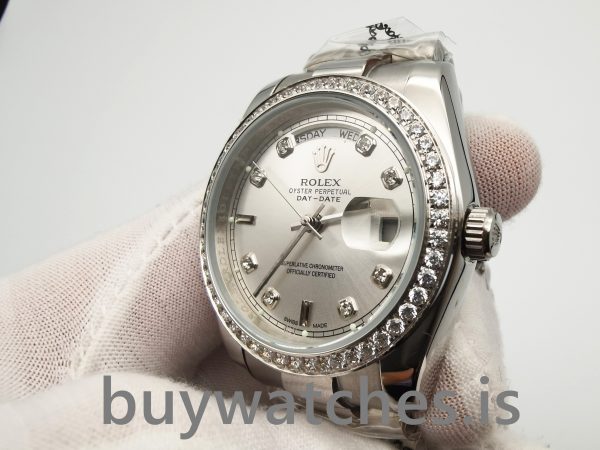 Rolex Day-date 118346 Серебряные автоматические часы с бриллиантами 36 мм