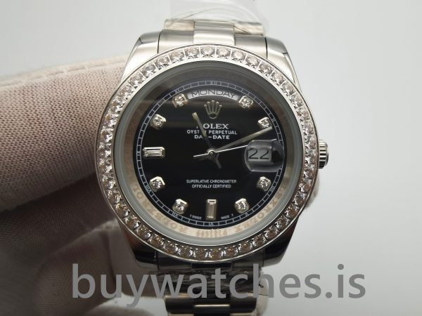 Rolex Day-Date 218349 Мужские 41 мм черные с бриллиантами автоматические часы