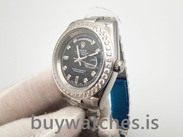 Rolex Day-Date 218349 Мужские 41 мм черные с бриллиантами автоматические часы