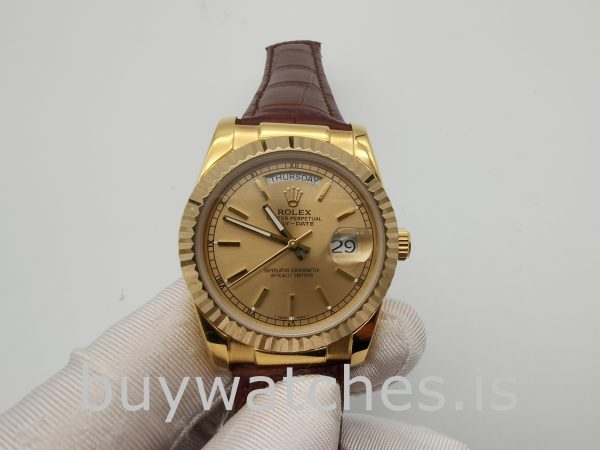 Rolex Day-Date 1503 Золотые часы унисекс 34 мм с автоподзаводом