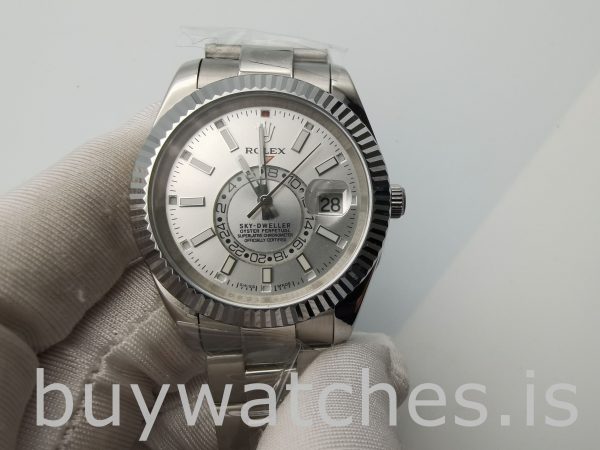 Rolex Sky-Dweller 326934 Мужские стальные часы с белым циферблатом 42 мм