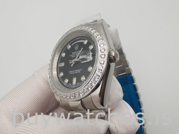 Rolex Day-Date 228349RBR Мужские часы с черным циферблатом 40 мм