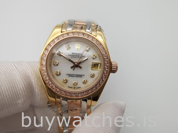 Rolex Datejust 80299 Женские золотые часы с белым циферблатом 29 мм