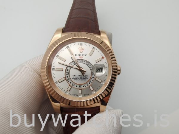 Rolex Sky-Dweller 326135 Белые 42-миллиметровые коричневые однотонные часы