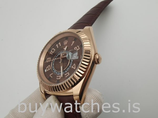 Rolex Sky-Dweller 326135 Часы с кожаным циферблатом и шоколадным циферблатом 42 мм