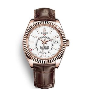Rolex Sky-Dweller 326135 Белые 42-миллиметровые коричневые однотонные часы