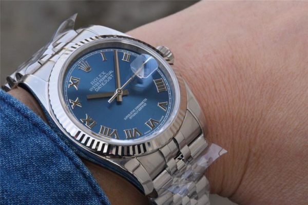 Rolex Datejust 116234 Replica Часы Lady Silver с синим циферблатом 36 мм